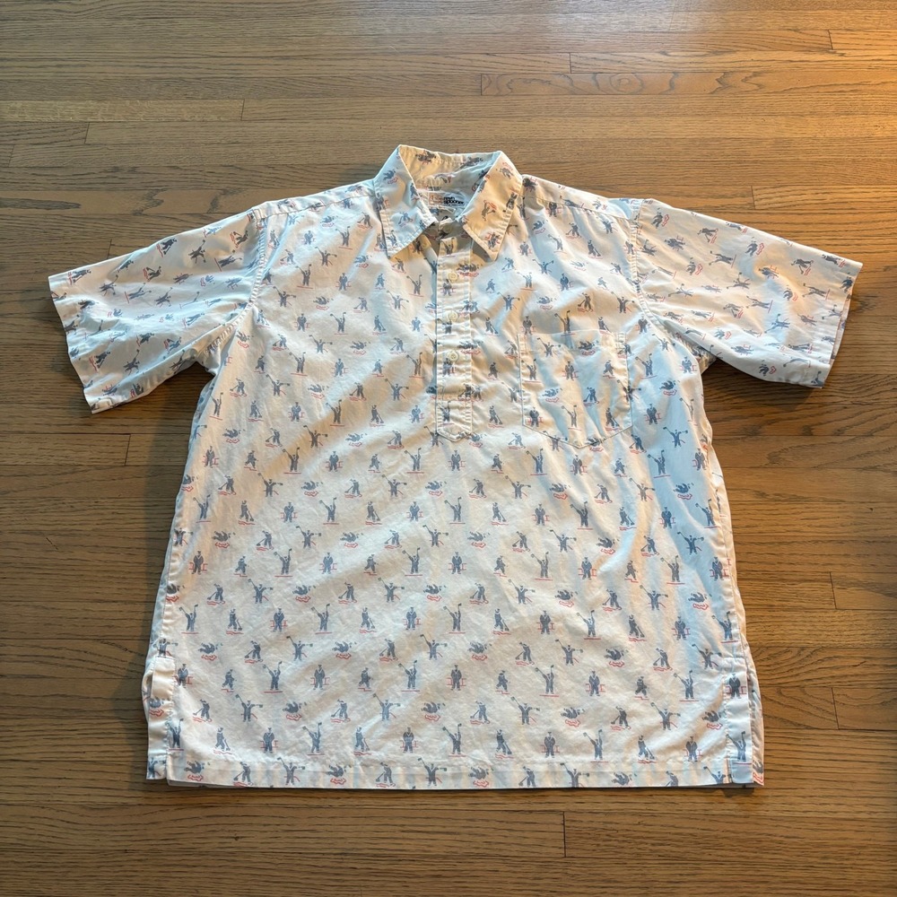 Reyn Spooner Mens Large White Cotton Golf Sailor Print Pullover Aloha Shirt L
